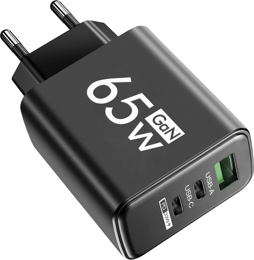 PD 65W USB C Charger GaN Charger Quick Charge 3.0 Type C Phone Adapter For iPhone 15 14 Samsung Xiaomi 3 Ports Fast Wall Charger