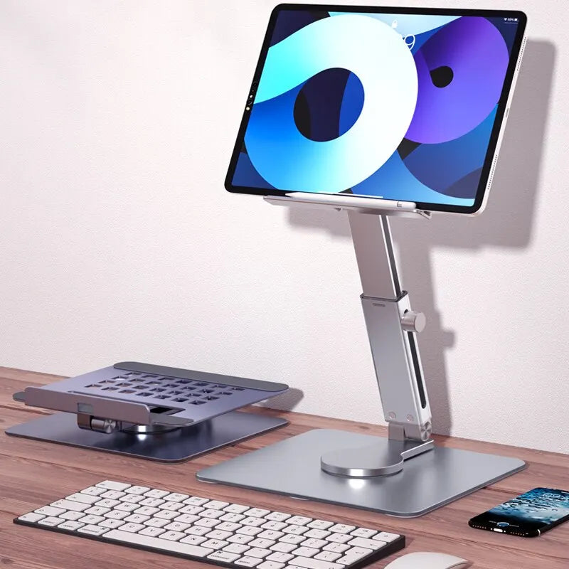 Aluminum Tablet Stand 360°Rotating Folding Adjustable Desk Holder Mount Riser for iPad Pro Air 4 Mini 12.9 4-14 Inch Xiaomi Tab jooo