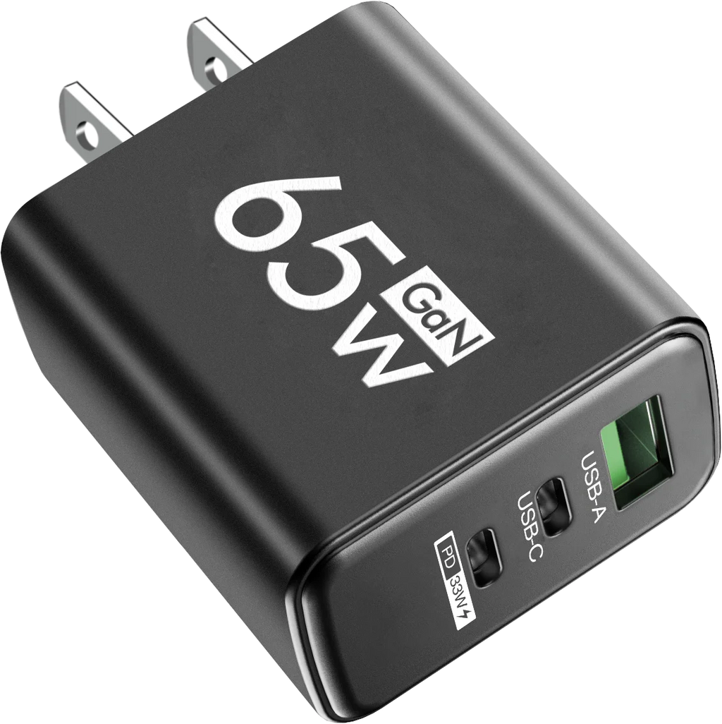PD 65W USB C Charger GaN Charger Quick Charge 3.0 Type C Phone Adapter For iPhone 15 14 Samsung Xiaomi 3 Ports Fast Wall Charger