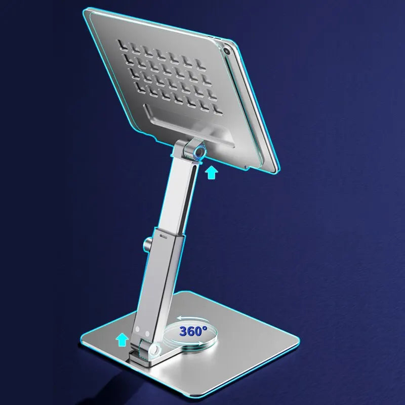 Aluminum Tablet Stand 360°Rotating Folding Adjustable Desk Holder Mount Riser for iPad Pro Air 4 Mini 12.9 4-14 Inch Xiaomi Tab jooo